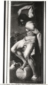 Averoldi Polyptych，描绘1522年圣塞巴斯蒂安殉道的小组（详情） 作者 蒂齐亚诺·韦切利（Tiziano Vecelli）